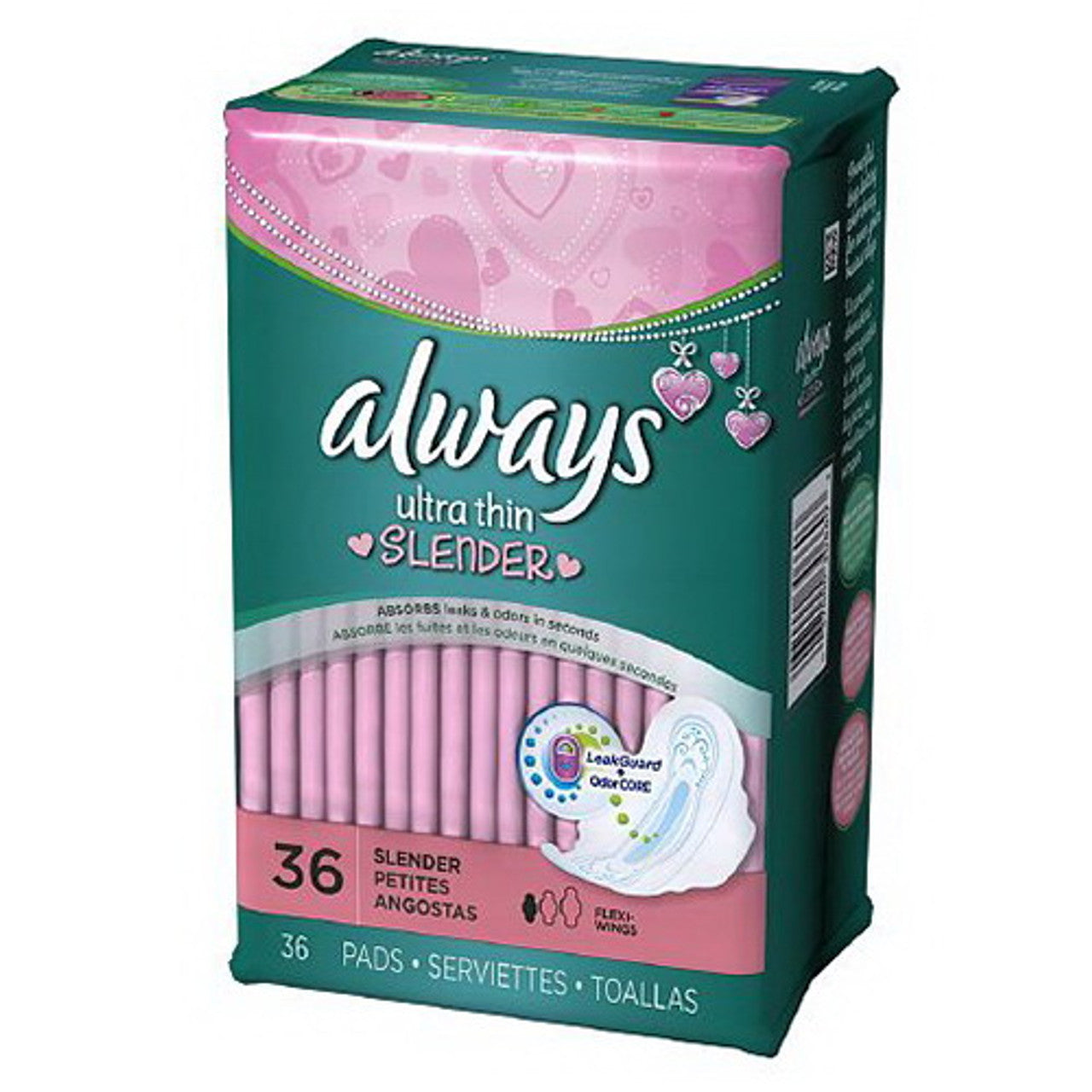 Always Slender Ultra Thin Maxi Pads With Flexi-Wings - 36 Pads, 6 Ea