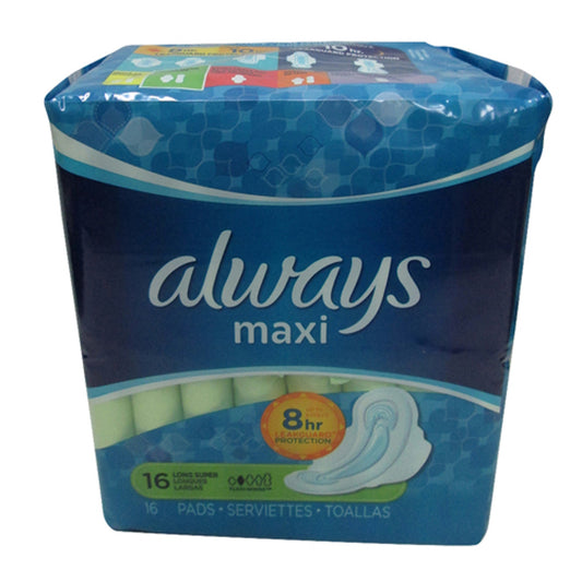 Always Maxi Pads Long Super With Flexi-Wings - 16 Pads