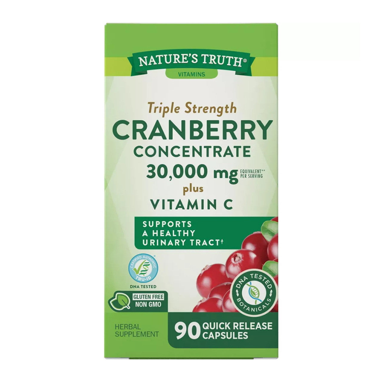 Natures Truth Cranberry Concentrate 30, 000 mg Plus Vitamins amin C Capsules, 90 Ea