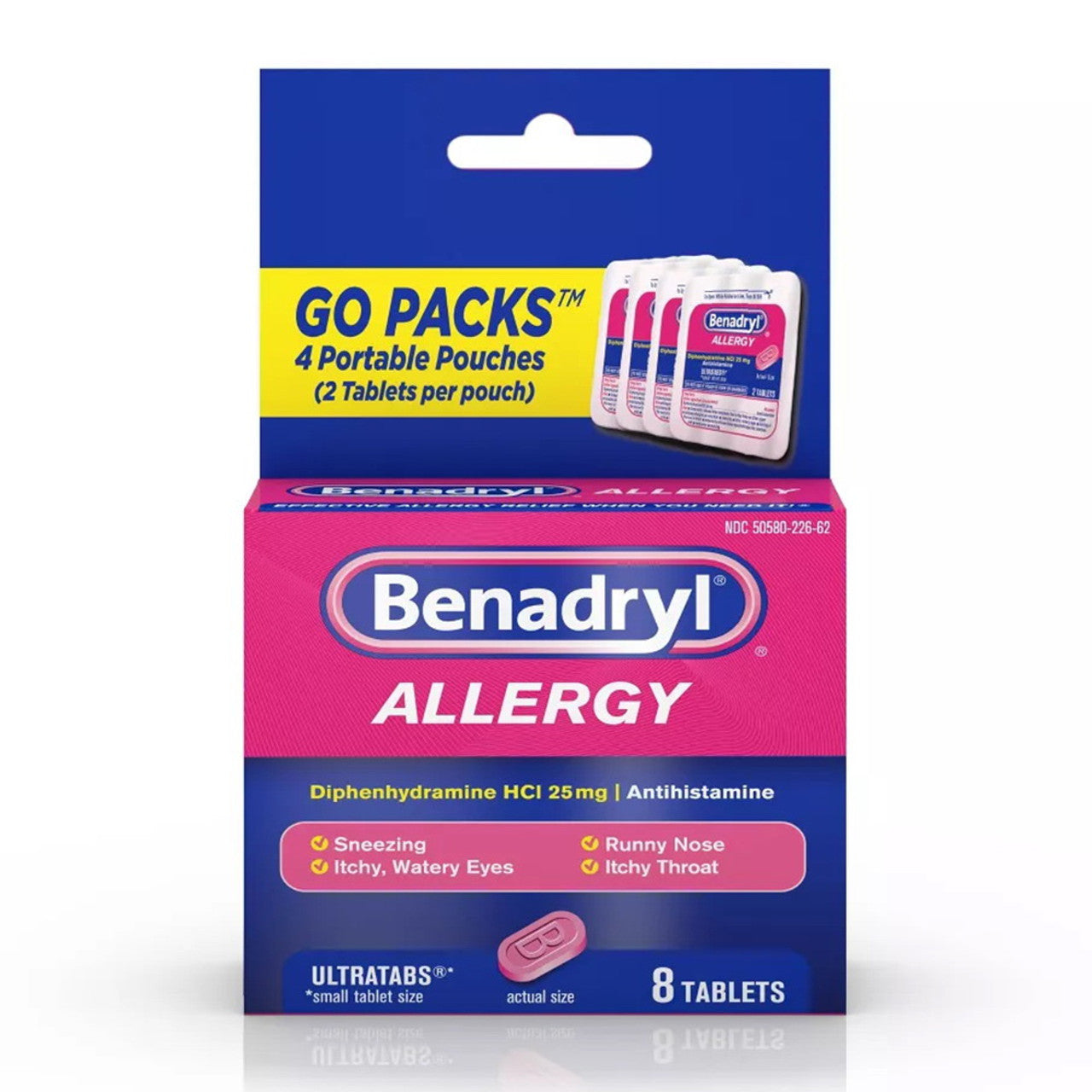 Benadryl Allergy Diphenhydramine UltraTab Antihistamine Tablet - 8 Ea