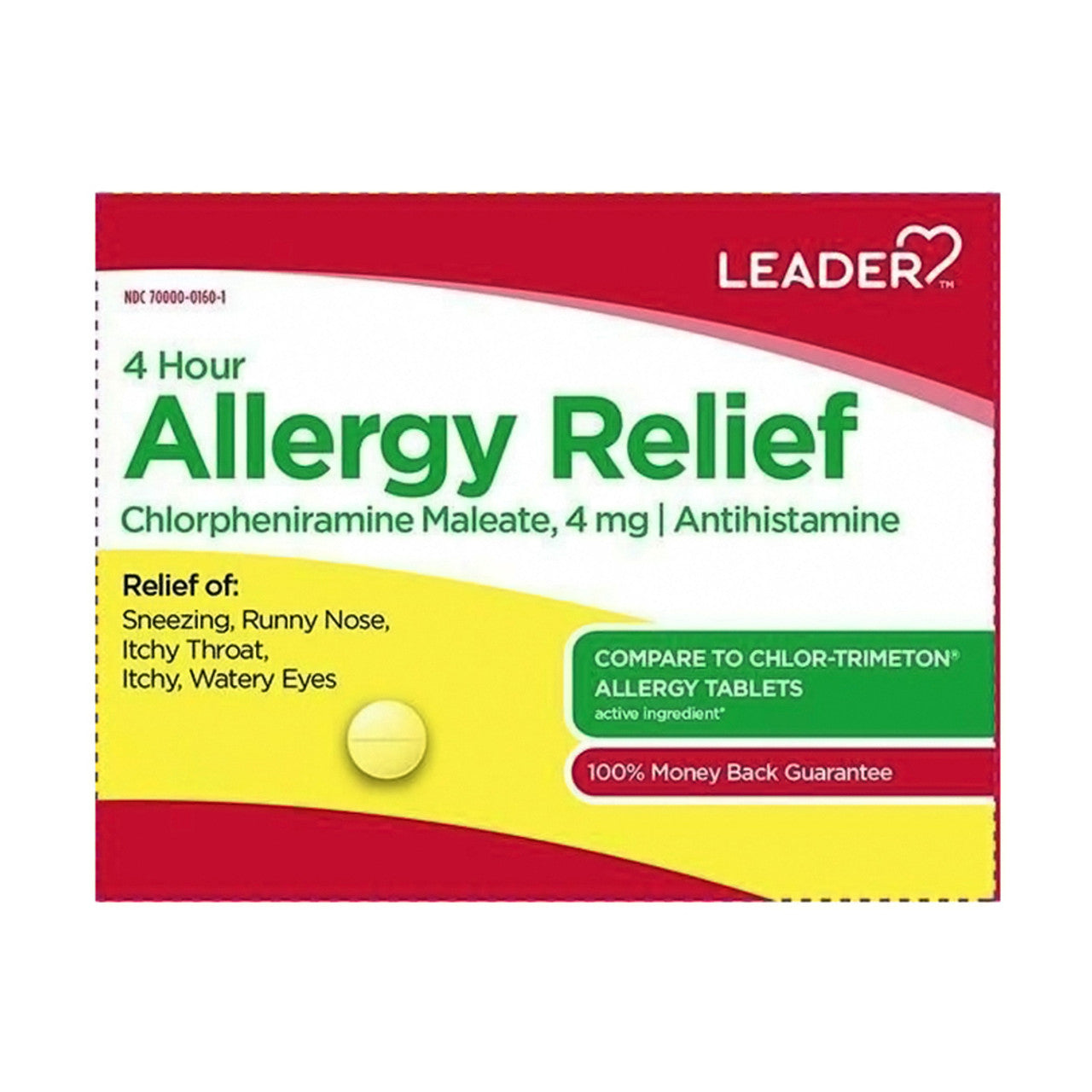 4 Hour Allergy Relief Tablets by Leader, 4mg, 100 Ea