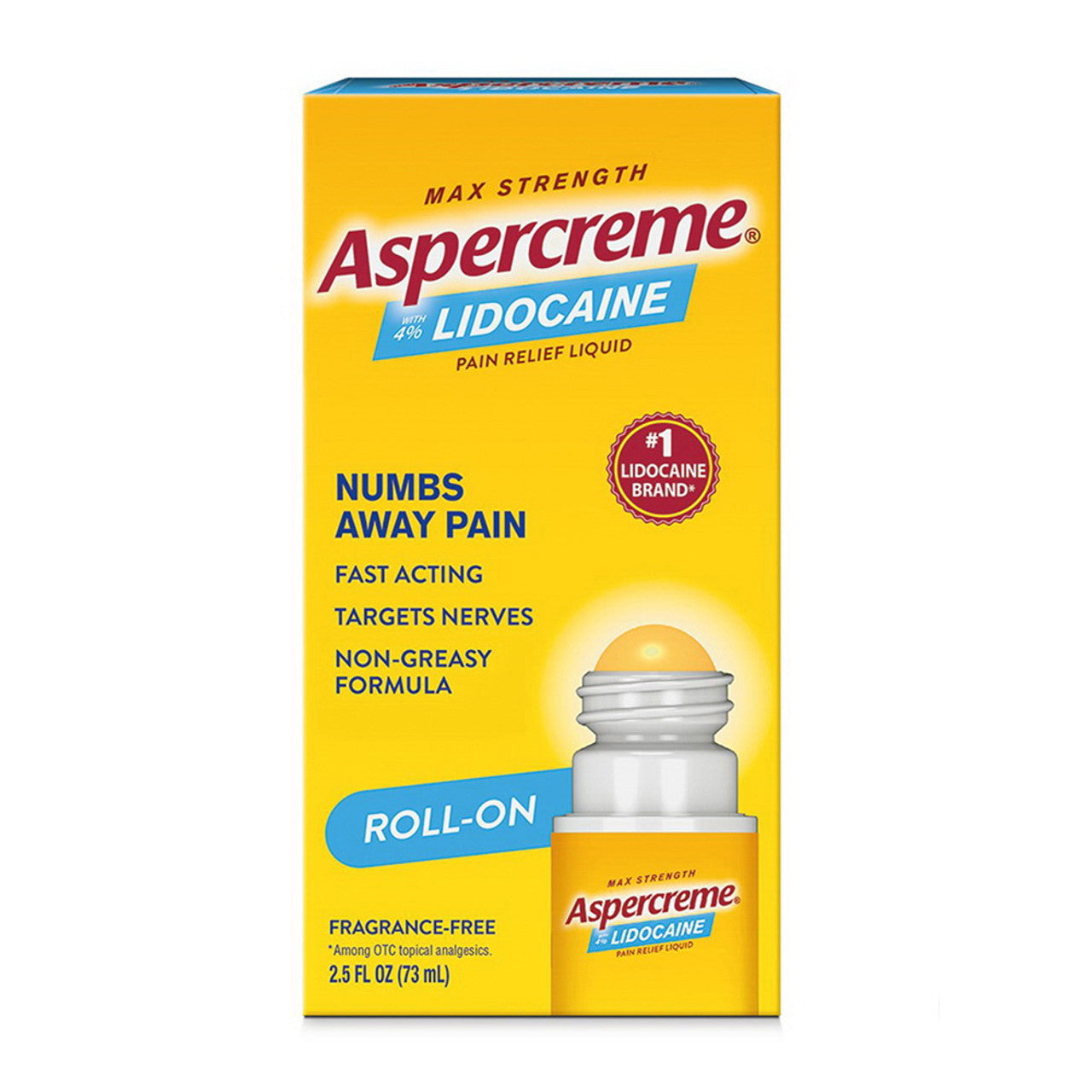 Aspercreme With 4% Lidocaine Roll On Odor Free, 2.5 Oz