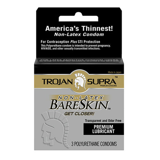 Trojan Supra Premium Non Latex Condoms, Microsheer Polyurethane - 3 Each/Pack, 6 Pack