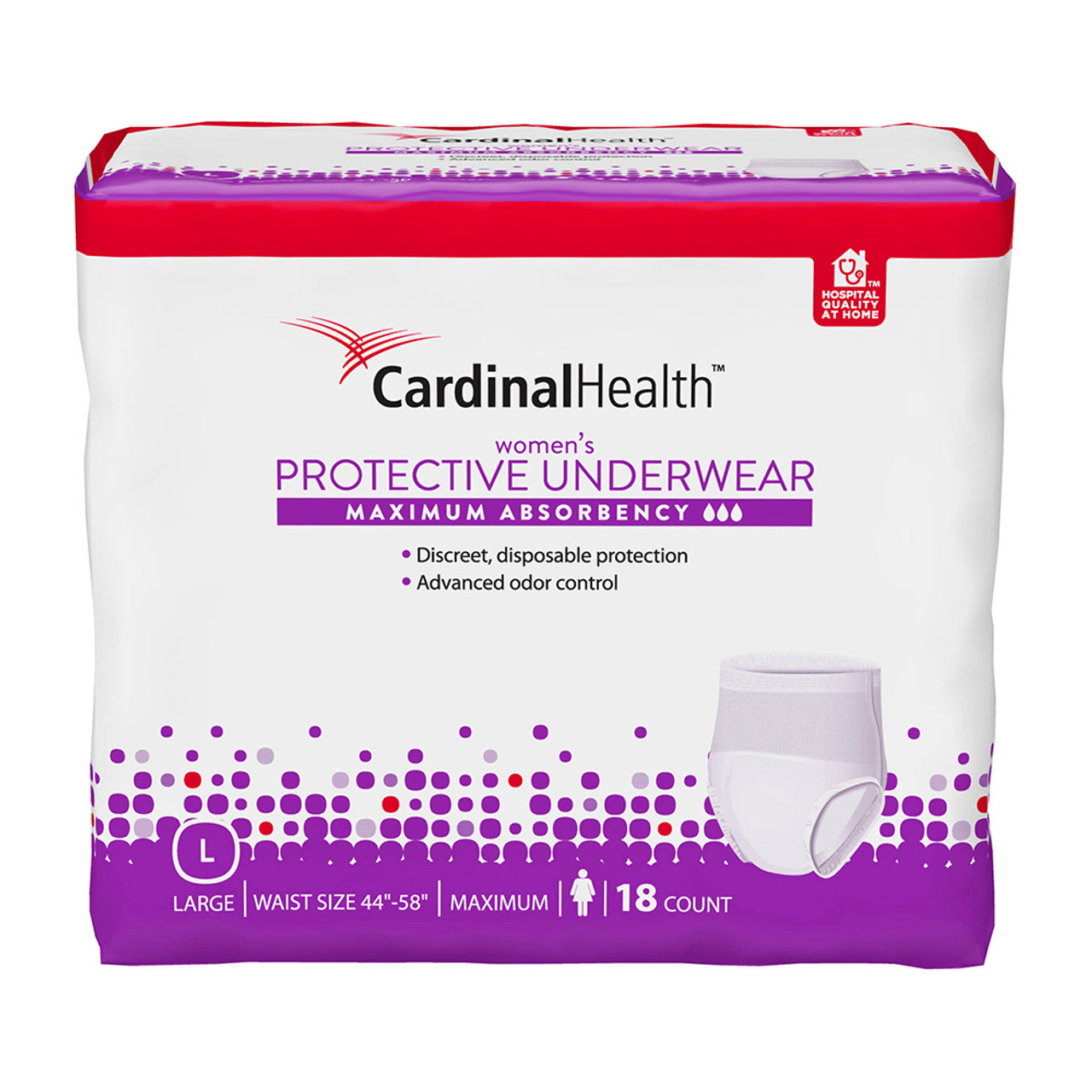 Cardinal Health UWFSM 20 Womens Underwear Maximum Absorbency Large, 18 Ct