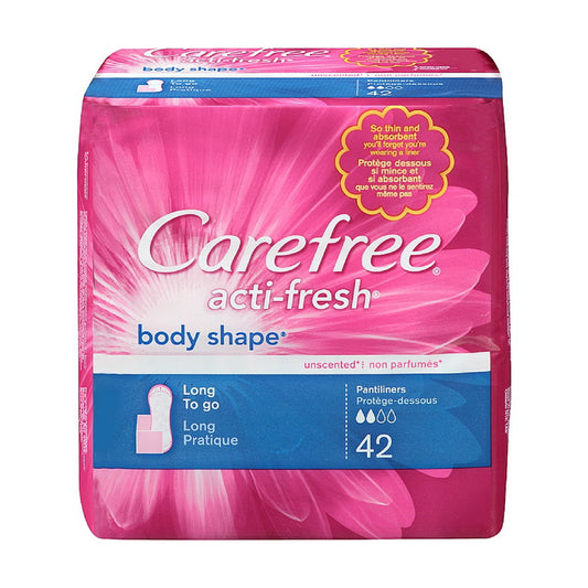 Carefree Acti Fresh Body Shape Long Pantiliners, Unscented, 42 Ea, 8 Pack