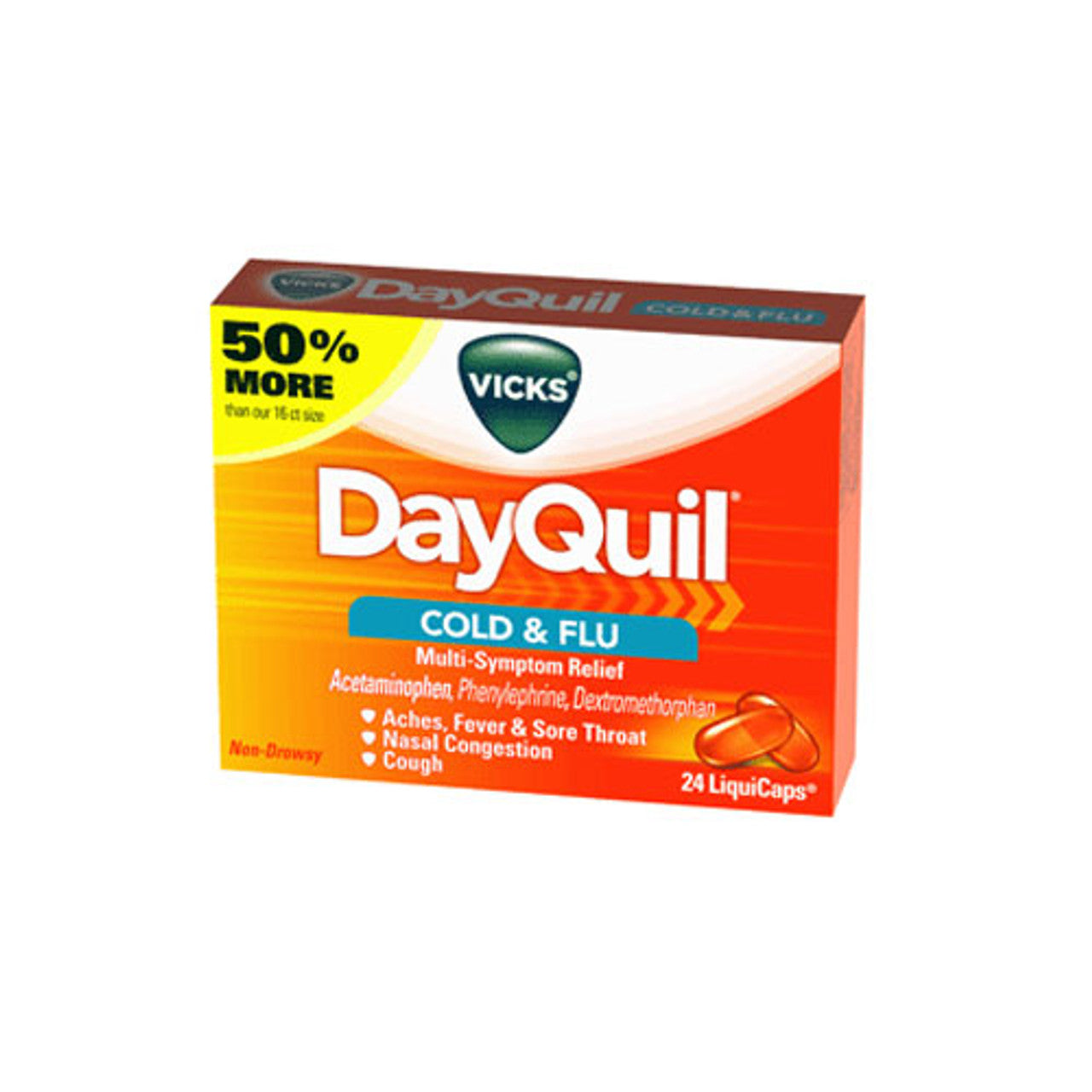 Vicks Dayquil Cold And Flu Multi Symptom Relief Liquicaps, 24 Ea