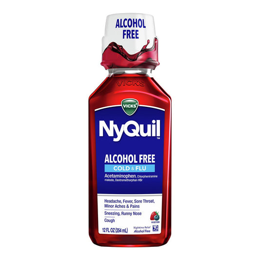 Vicks Nyquil Cold And Flu Nighttime Relief Liquid, Berry Flavor, 12 Oz