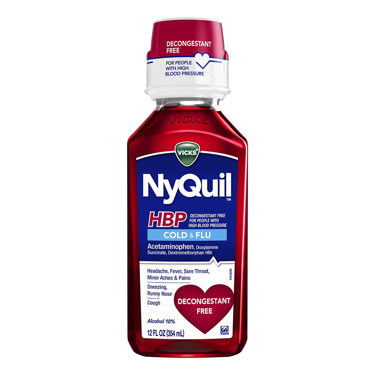Vicks Nyquil High Blood Pressure Cold and Flu Medicine Liquid, 12 Oz