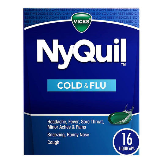Vicks Nyquil Cold and Flu Nighttime Relief Liquid Capsules, 16 Count
