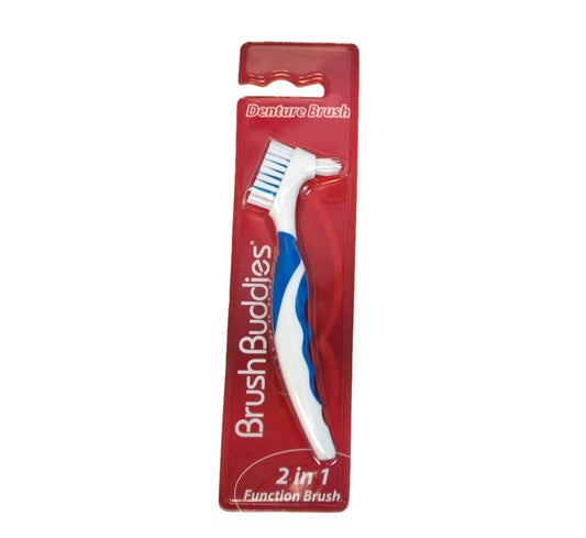 Brush Buddies Denture Brush 2 In 1 Function Brush , 1 Ea (Colors May Vary)