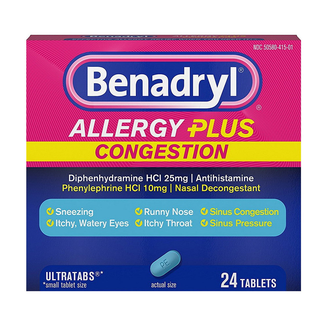 Benadryl Allergy Plus Congestion Ultra Tablets, 24 ea