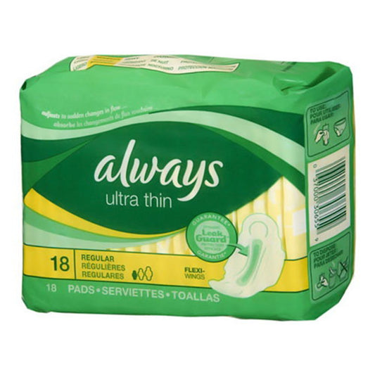 Always Ultra Thin Maxi Pads, Regular With Flexi-Wings - 18 Ea