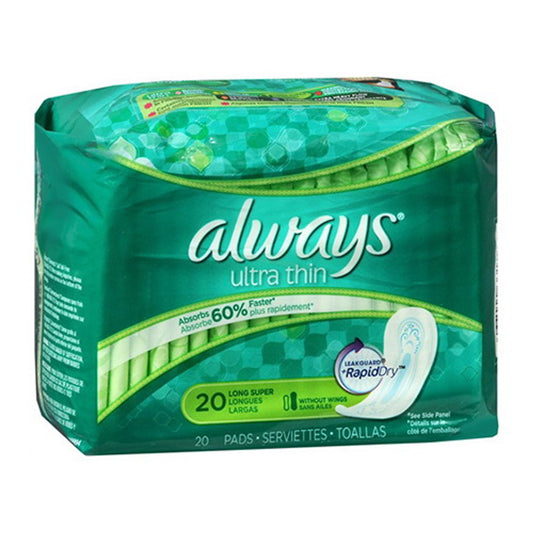 Always Ultra Thin Long Super Pads(33159) - 20 Ea, 4 Pack