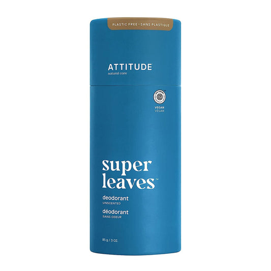 Attitude Super Leaves Deodorant Unscented, 3 Oz