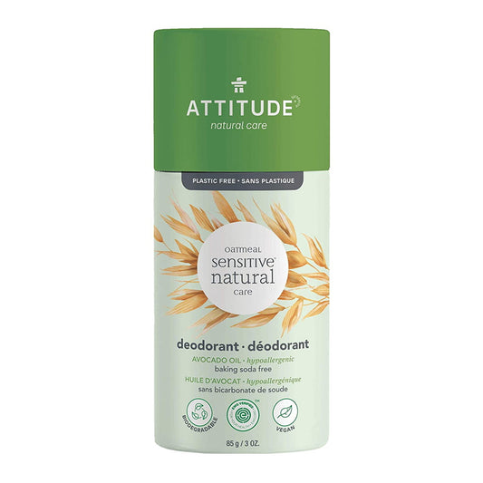 Attitude Baking Soda Free Deodorant for Sensitive Skin, Oatmeal and Avocado Oil, 3 Oz