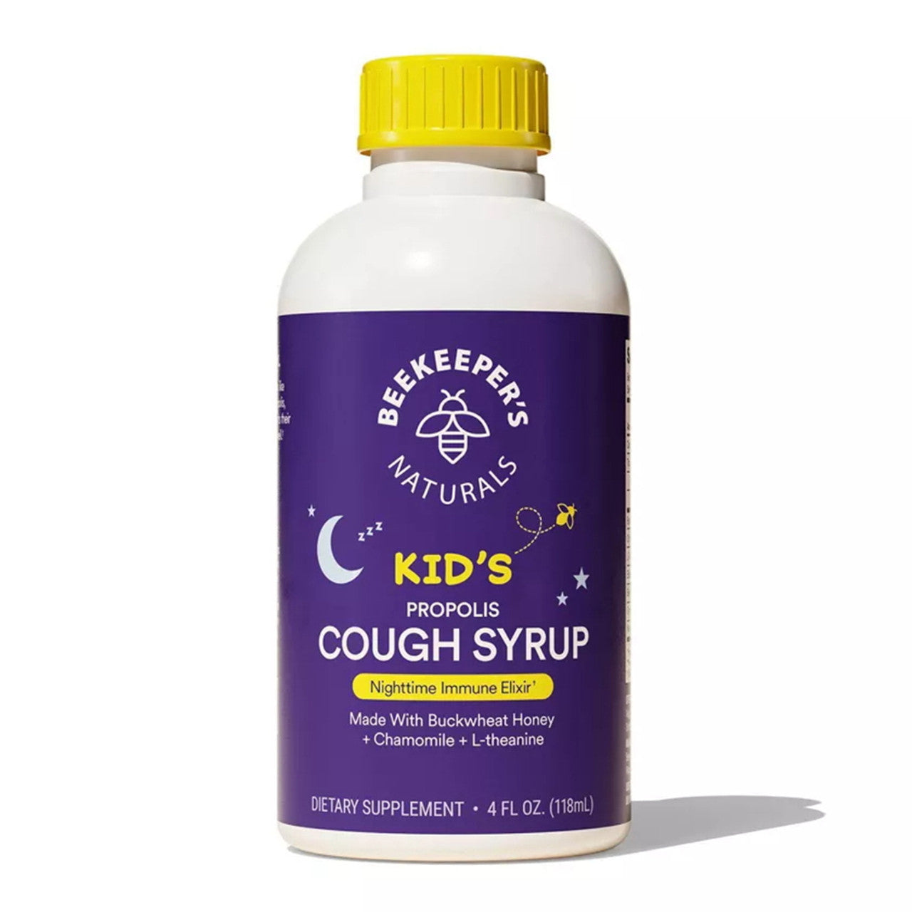 Beekeepers Naturals Kids Nighttime Honey Cough Syrup, Chamomile And L-Theanine, 4 Oz