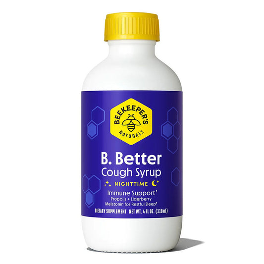 Beekeepers Naturals B Better Night Time Cough Syrup for Immune Support, 4 Oz