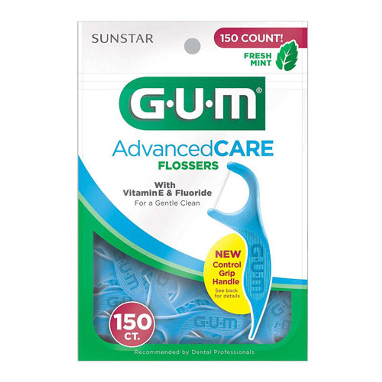 Sunstar 888JC Gum Advanced Care Dental Clean Flossers, Fresh Mint, 150 Ea