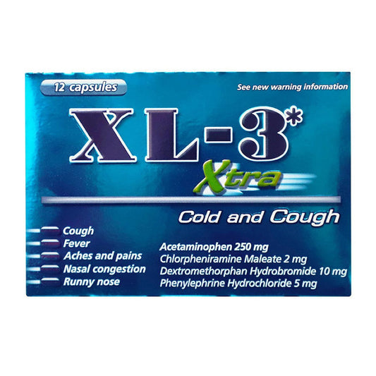 XL 3 Xtra Cold and Cough Capsules, 12 Ea