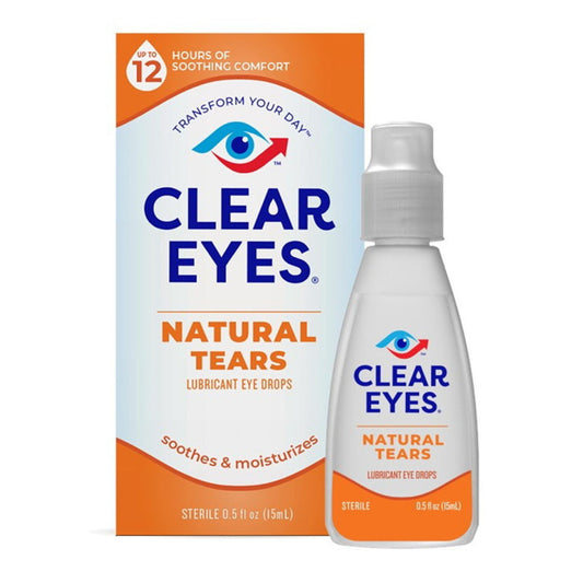 Clear Eyes Natural Tears Lubricant Eye Drops, 0.5 Oz