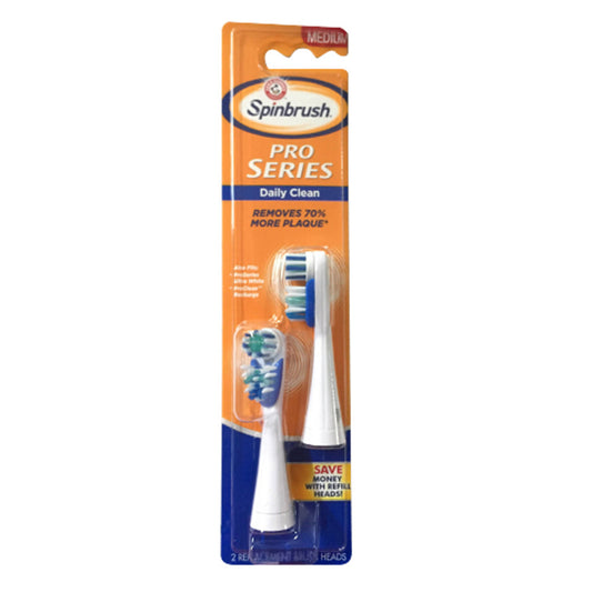 Arm & Hammer Spinbrush Pro Series Daily Clean Battery Toothbrush Refills, Medium, 2 ea