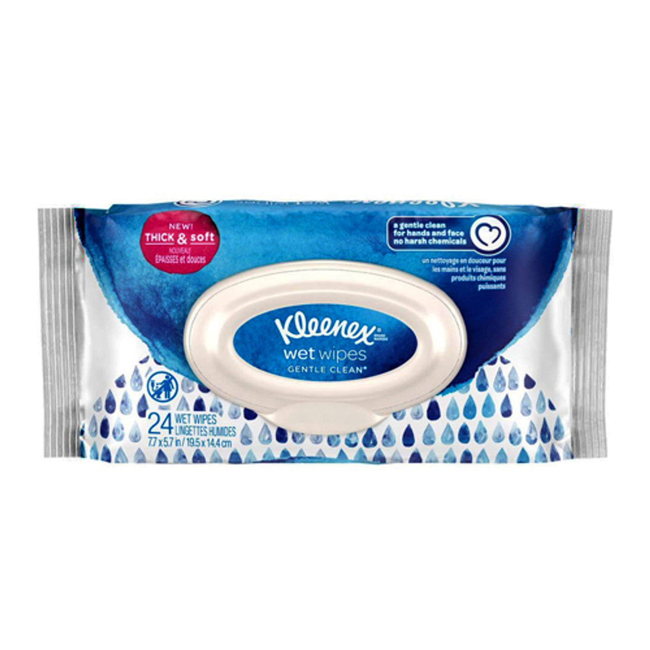 Wet Wipes Gentle Clean For Hands And Face by Kleenex, Flip Top, 24 Ea/8 Pack