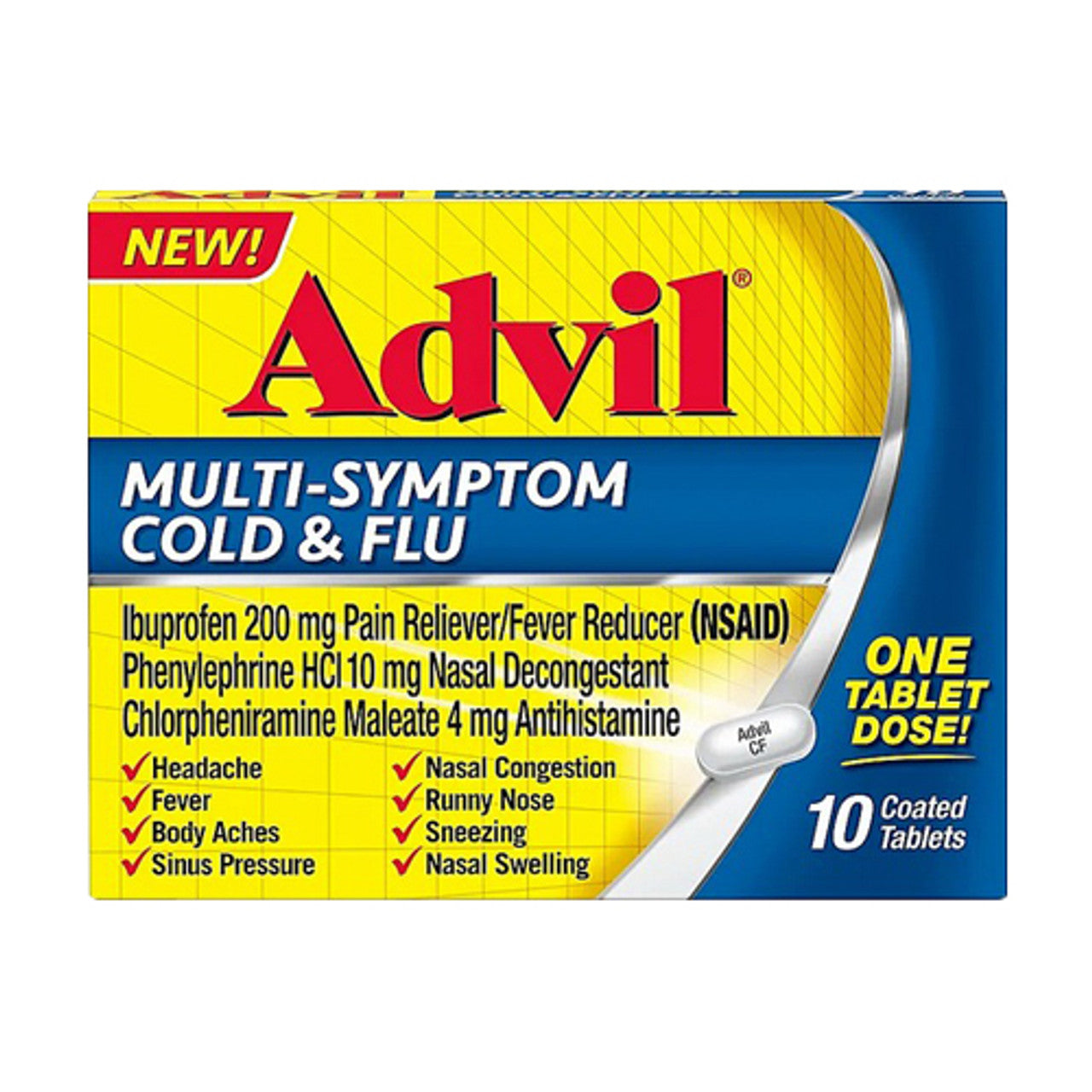 Advil Multi Symptom Cold and Flu Coated Tablets, 10 Ea