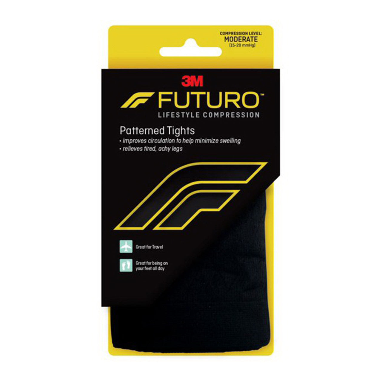 3M Futuro Lifestyle Compression Pattern Tights Moderate Medium Black, 1 Pair