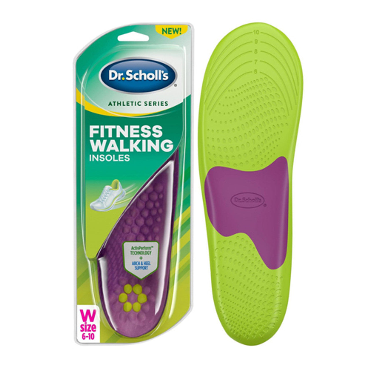 Dr Scholls Athletic Series Fitness Walking Insoles For Women 6-10 Size, 1 Pair