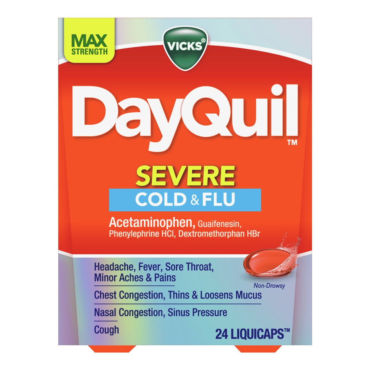 Vicks Dayquil Severe Cough, Cold & Flu Daytime Relief LiquiCaps, 24 Ea