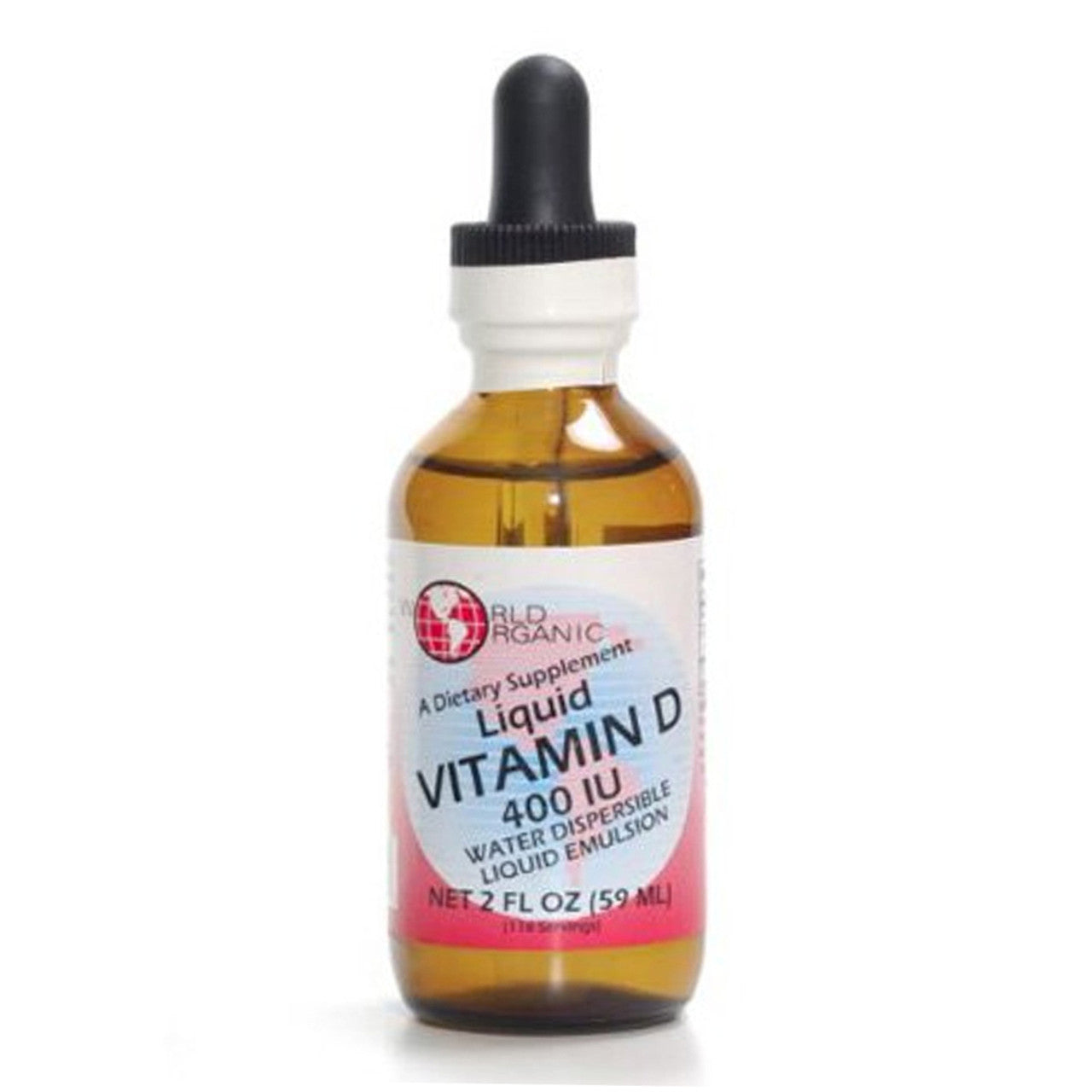 World Organic Liquid Vitamins amin D Supplement Dropper, 400 Iu, 2 Oz