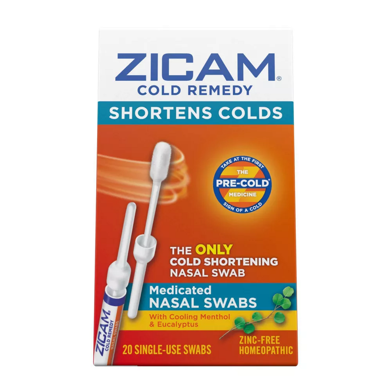 Zicam Cold Remedy Plus Multi-Symptom Relief, Homeopathic Nasal Swabs, 20 Ea