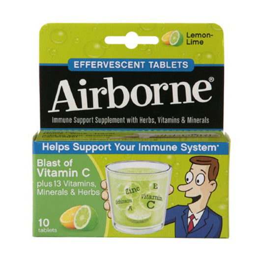 Airborne Effervescent Health Formula Tablets, Lemon Lime - 10 Ea