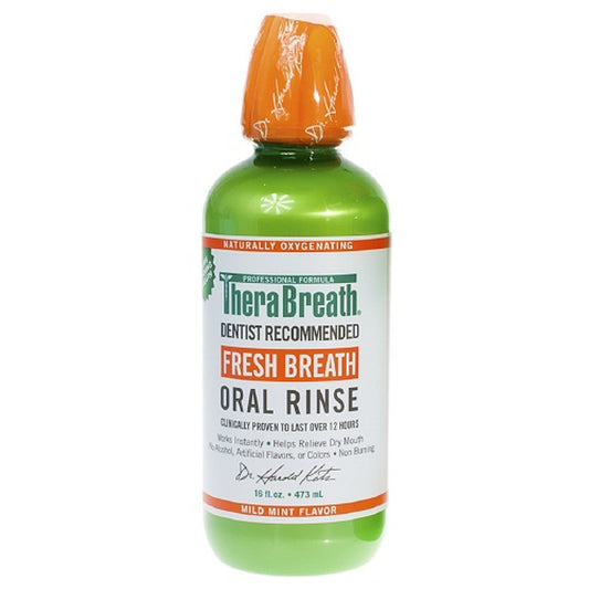 TheraBreath Dentist Recommended Fresh Breath Oral Rinse, Mild Mint Flavor - 16 Oz