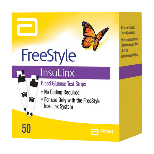 Abbott Freestyle InsuLinx Blood Glucose Test Strips, 50 Ea