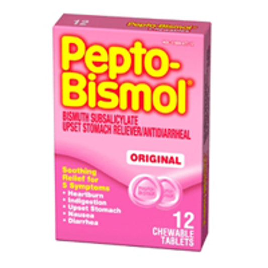 Pepto-Bismol Tablets Relief Heartburn - 12 Each