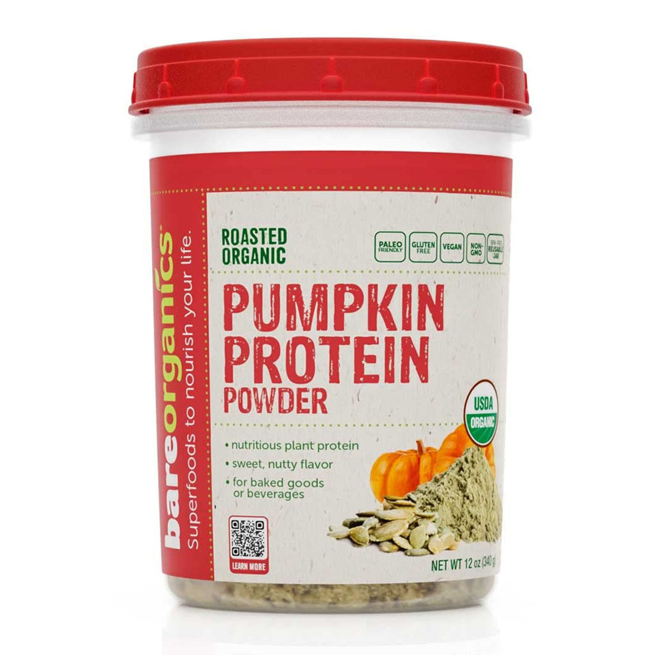 Bare Organics Pumpkin Protein Powder, 12 Oz