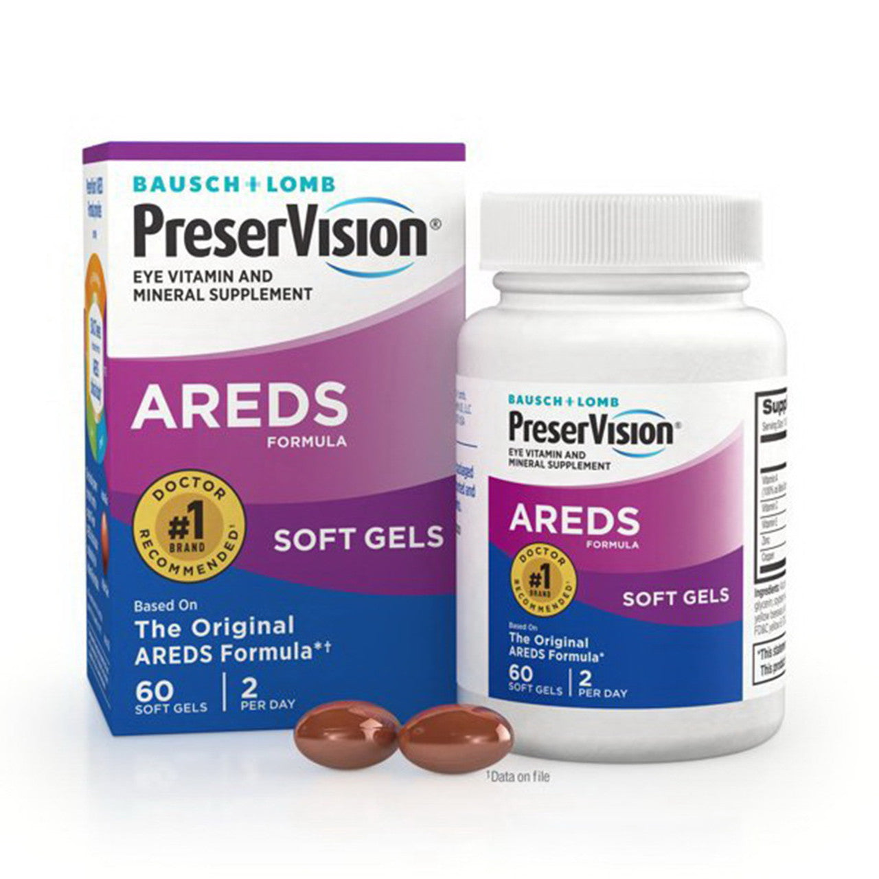 Bausch And Lomb Preservision Eye Vitamins amin And Mineral Supplement Softgels With Areds Soft Gel Formula - 60 Ea