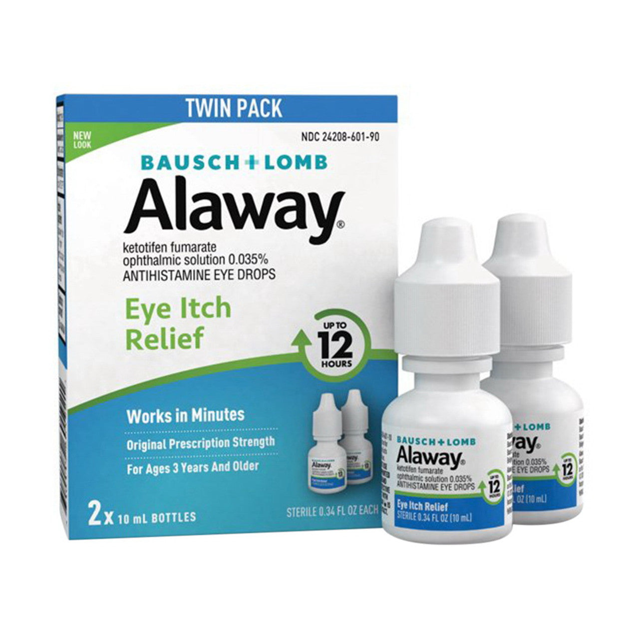 Bausch & Lomb Alaway Itch Relief Original Prescription Strength Eye Drops, 0.34 Oz/2 Ea