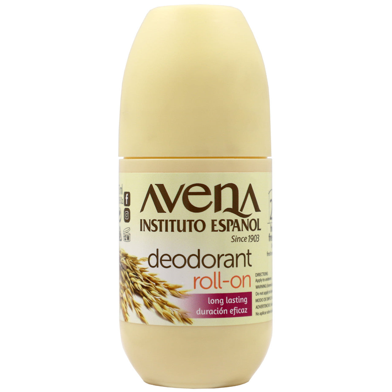 Avena 24 hr Long Lasting Roll-on Deodorant, 2.5 Oz