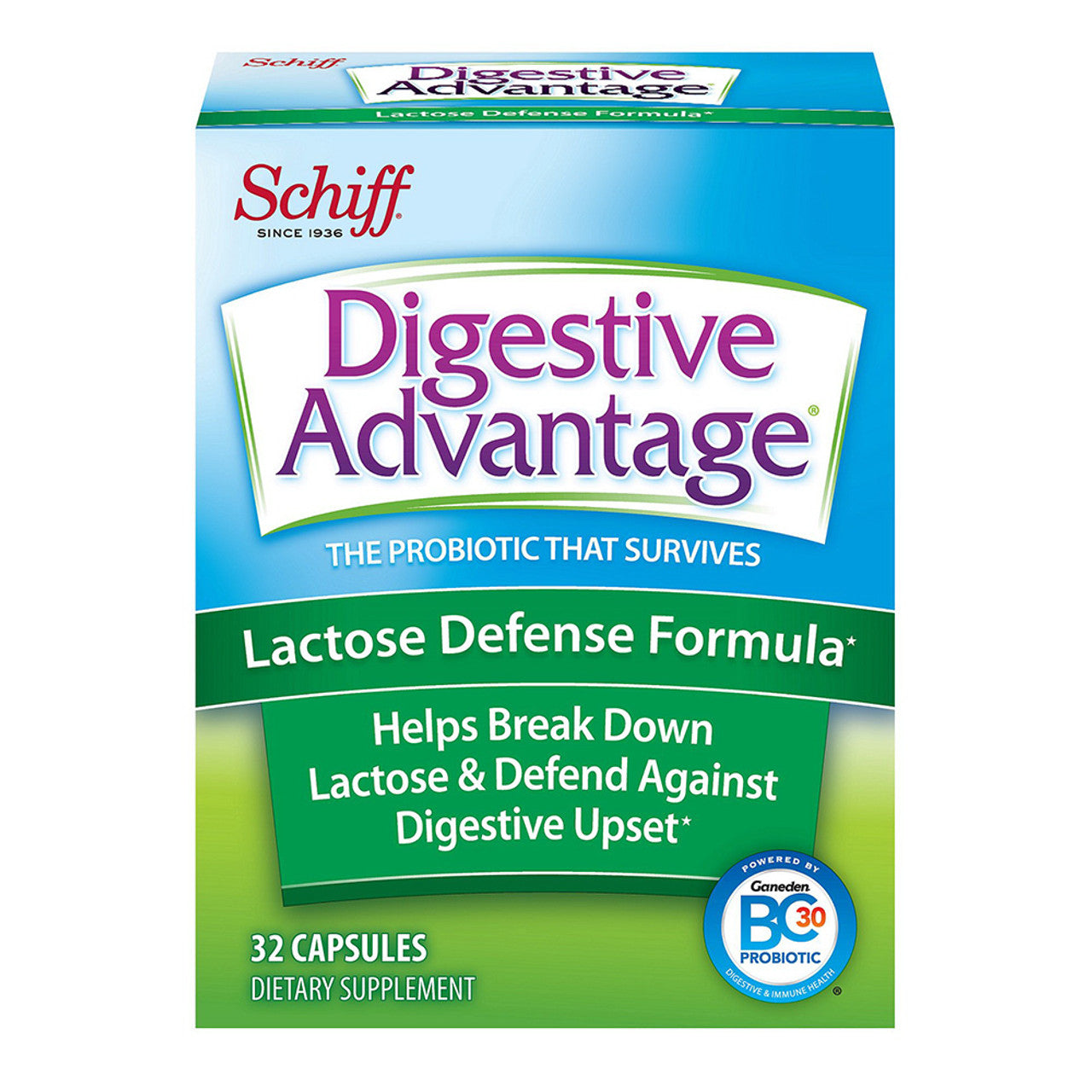 Schiff Digestive Advantage Daily Probiotics and Lactose Support Capsules, 32 Ea