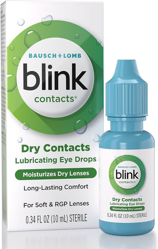 Amo Blink Contacts Lubricant Eye Drops For Soft And RGP Lenses - 0.3 Oz (10 Ml)