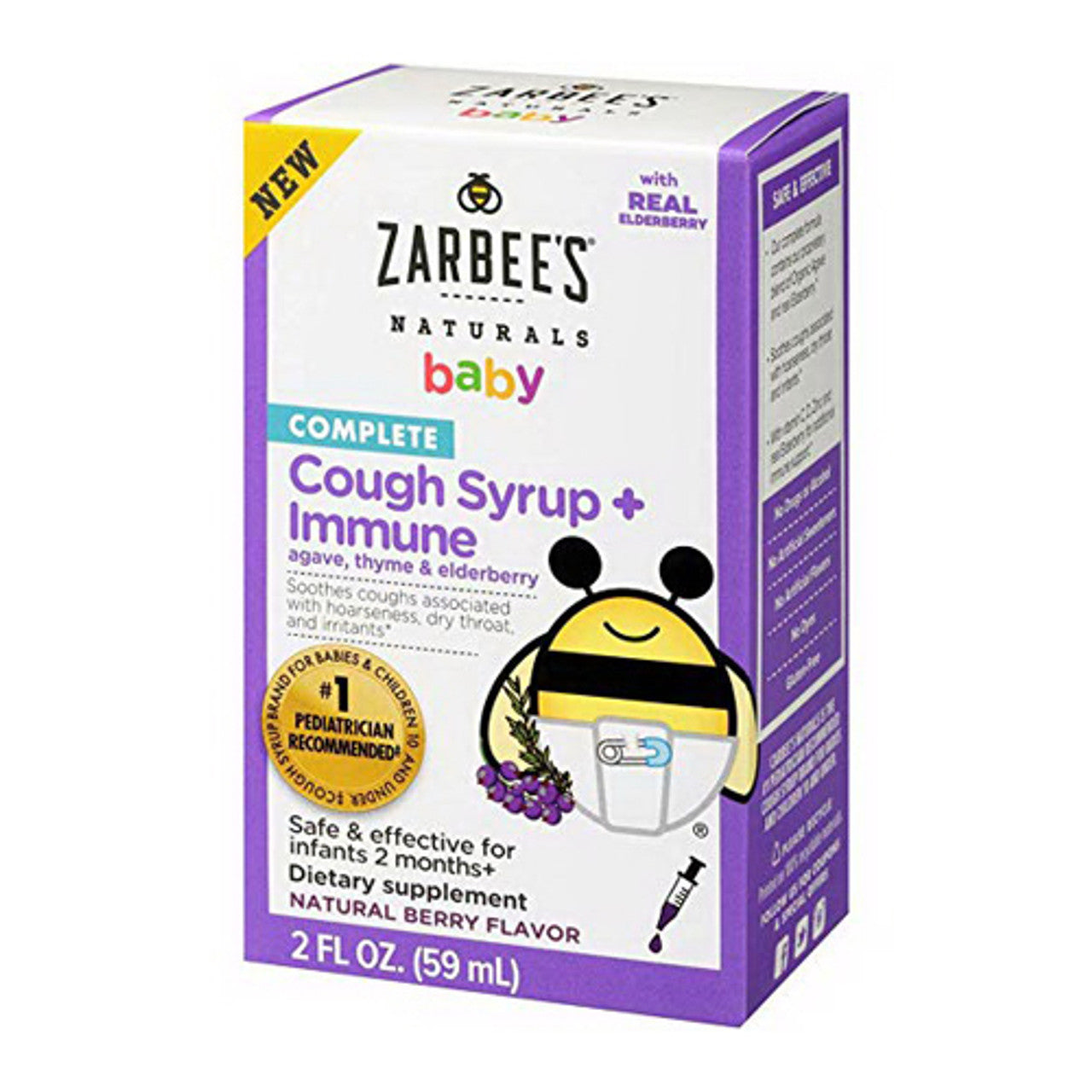 Zarbees Naturals Baby Complete Cough Syrup plus Immune, Berry Flavor, 2 Oz