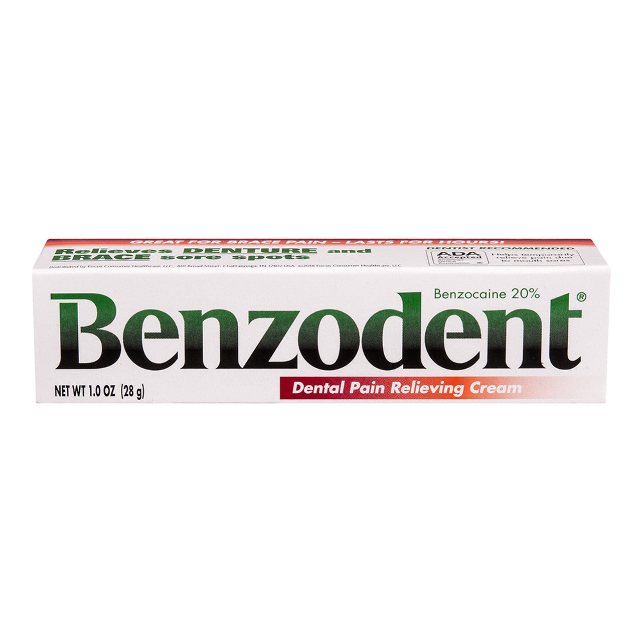 Benzodent Denture Pain Relieving Cream, 1 Oz