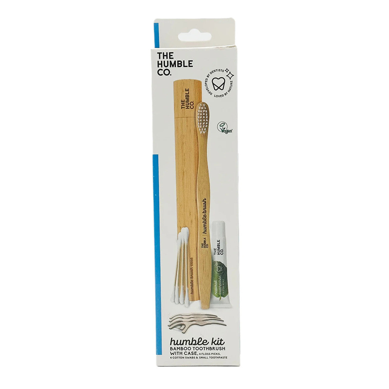 The Humble Co Travel Kit, Bamboo Toothbrush With Case, Floss, Cotton Swab and Toothpaste, 11 Ea