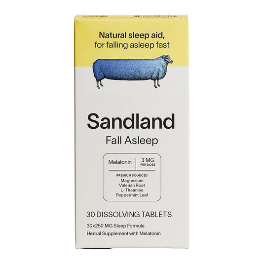 Sandland Fall Asleep, Herbal Supplement with Melatonin Dissolving Tablets, 30 Ea