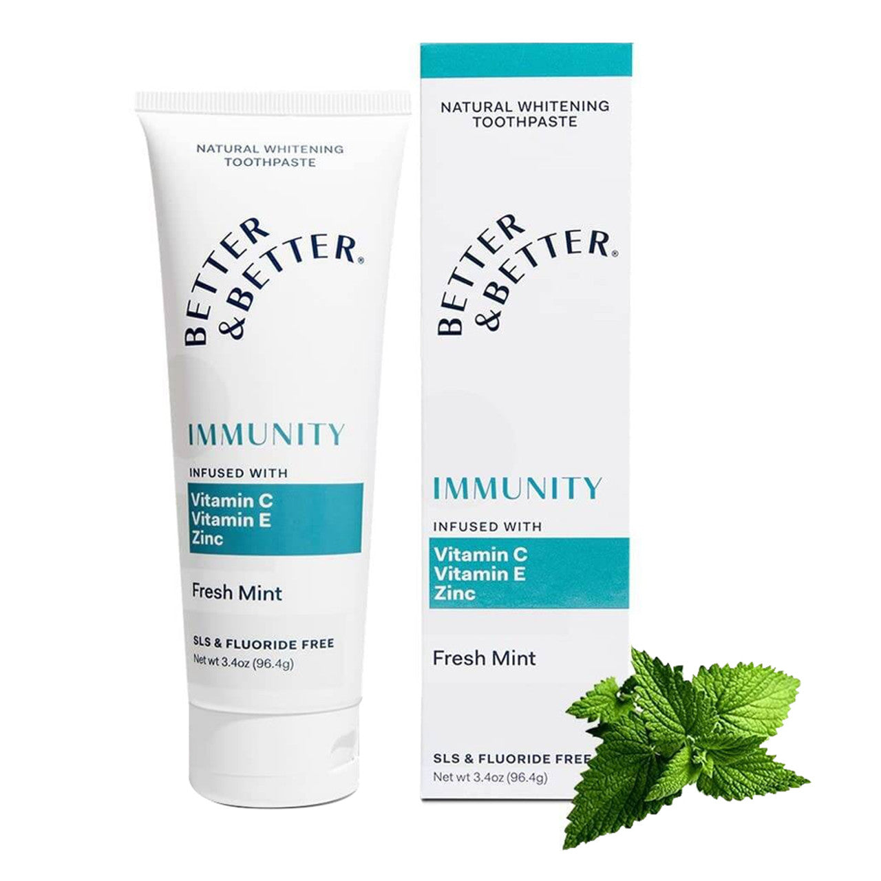 Better and Better Immunity Natural Whitening Toothpaste, Fresh Mint, 3.4 Oz