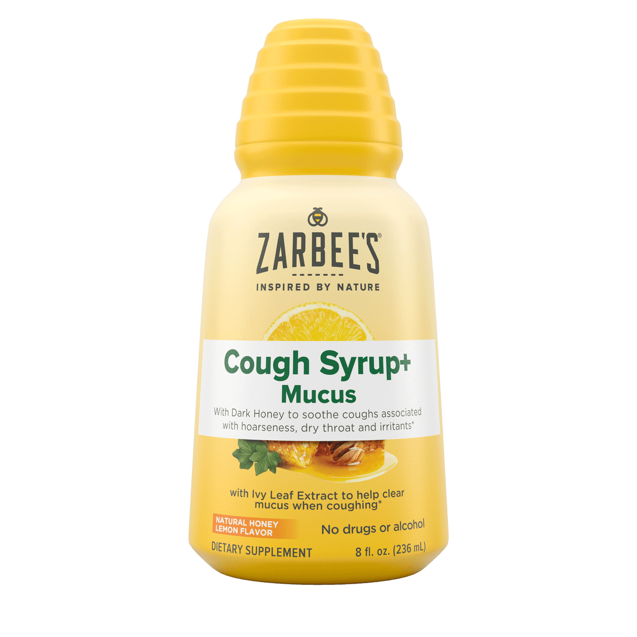 Zarbees Naturals Cough Syrup Plus Mucus Natural Honey Lemon Flavor, 8 Oz