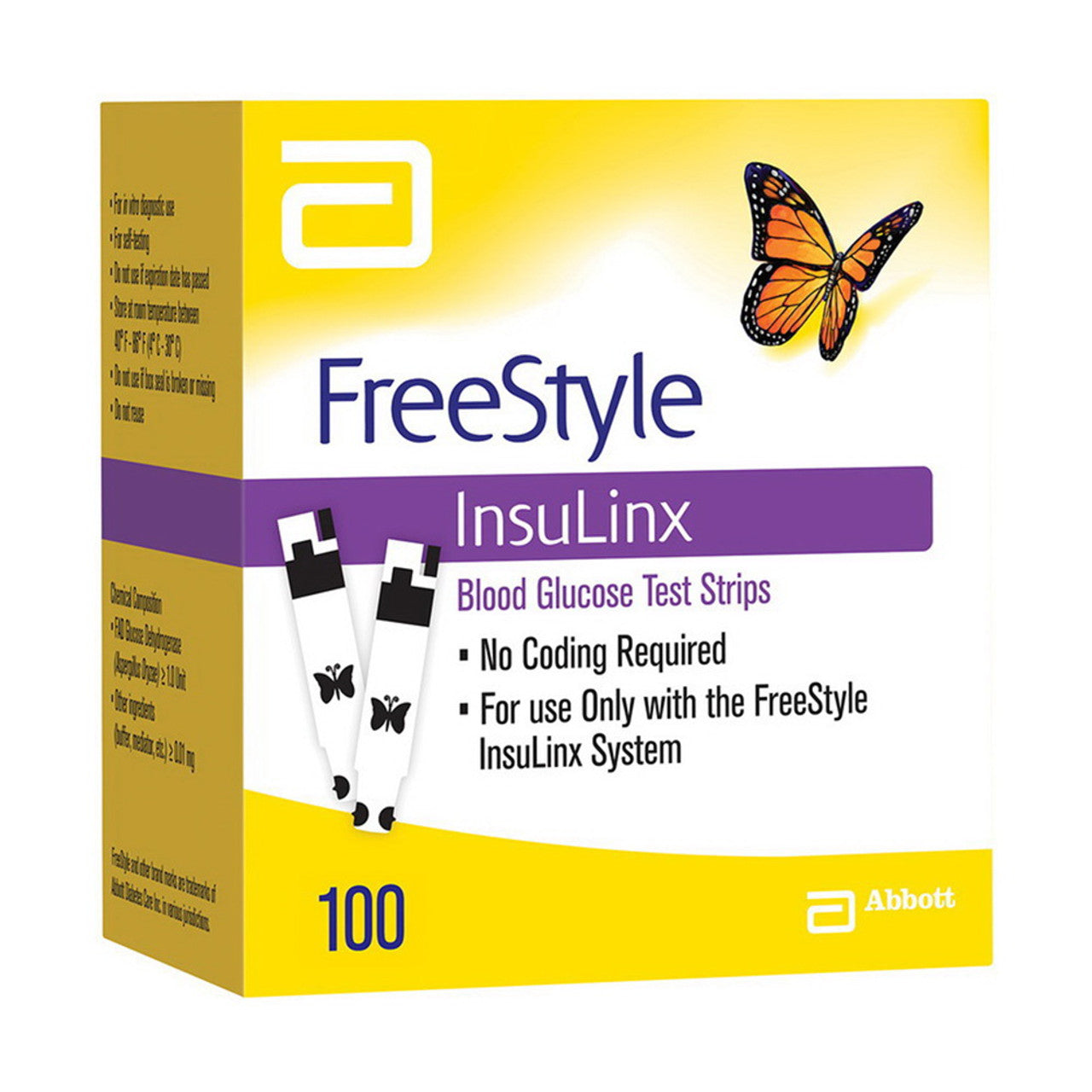 Abbott Freestyle Blood Glucose Test Strips InsuLinx, 100 Ea