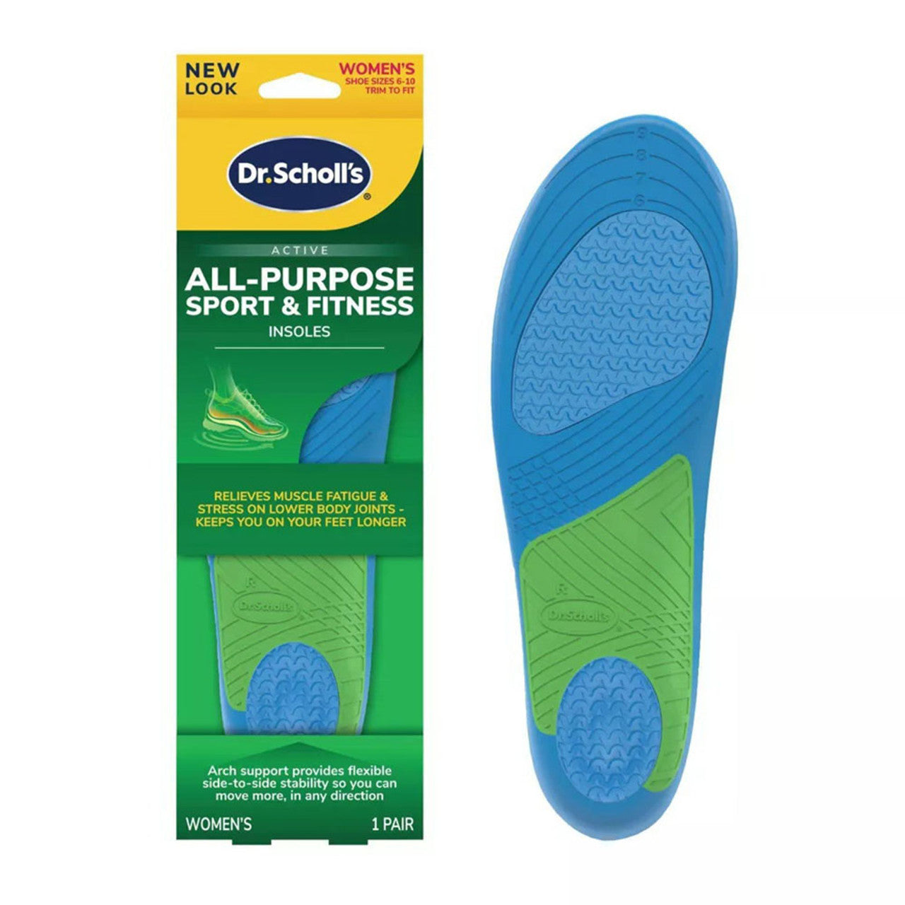 Dr Scholls All Purpose Sport And Fitness Womens Trim to Fit Comfort Insole, Size 6-10, 1pair